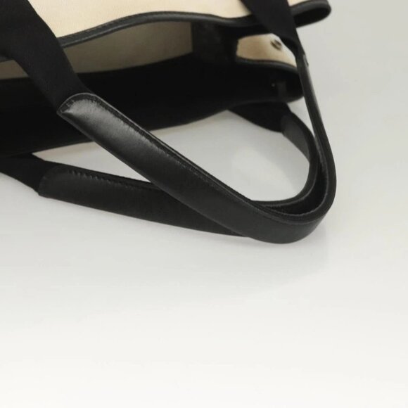 BALENCIAGA Navy Cabas S Hand Bag Canvas Black White 339933 Auth 129400 - Picture 8 of 16